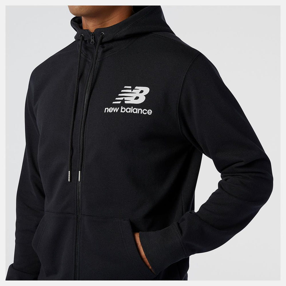 Jackets &amp; Vests | Men New Balance NB Essentials Stacked Full Zip Hoodie Black