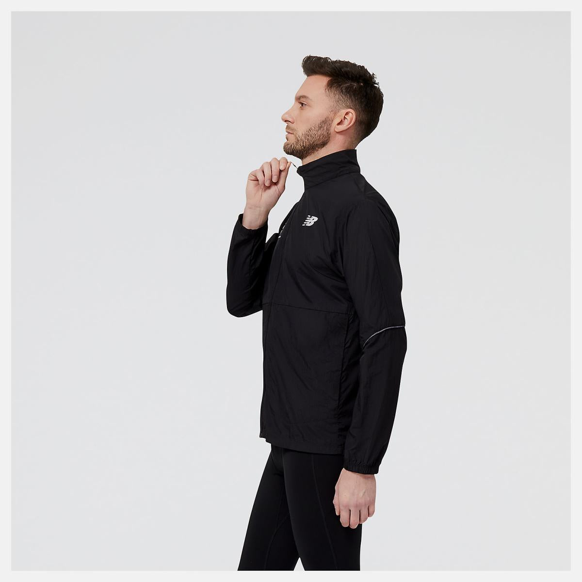 Jackets &amp; Vests | Men New Balance United Airlines NYC Half Impact Run Packable Jacket Black