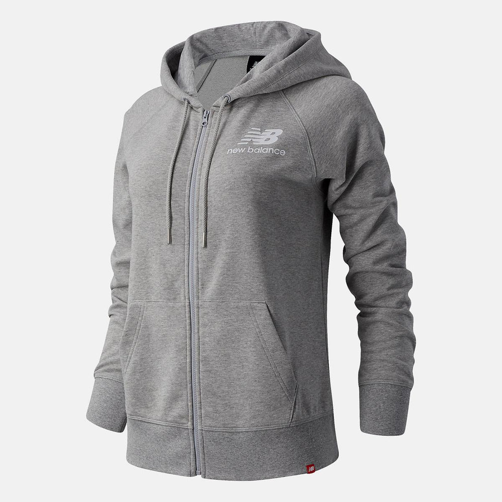 Jackets &amp; Vests | Women New Balance NB Essentials Full Zip Hoodie Athletic Grey