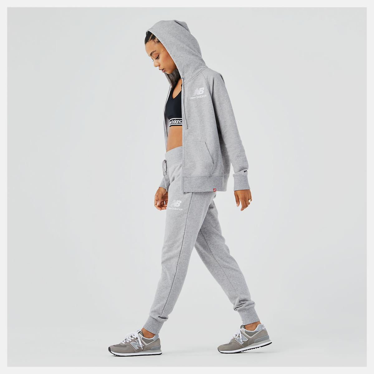 Jackets &amp; Vests | Women New Balance NB Essentials Full Zip Hoodie Athletic Grey