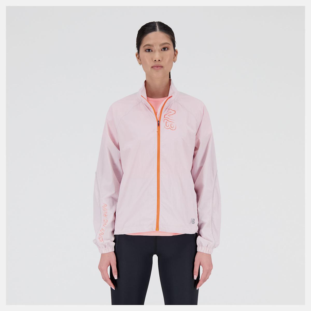 Jackets &amp; Vests | Women New Balance Printed Impact Run Light Pack Jacket Stone Pink