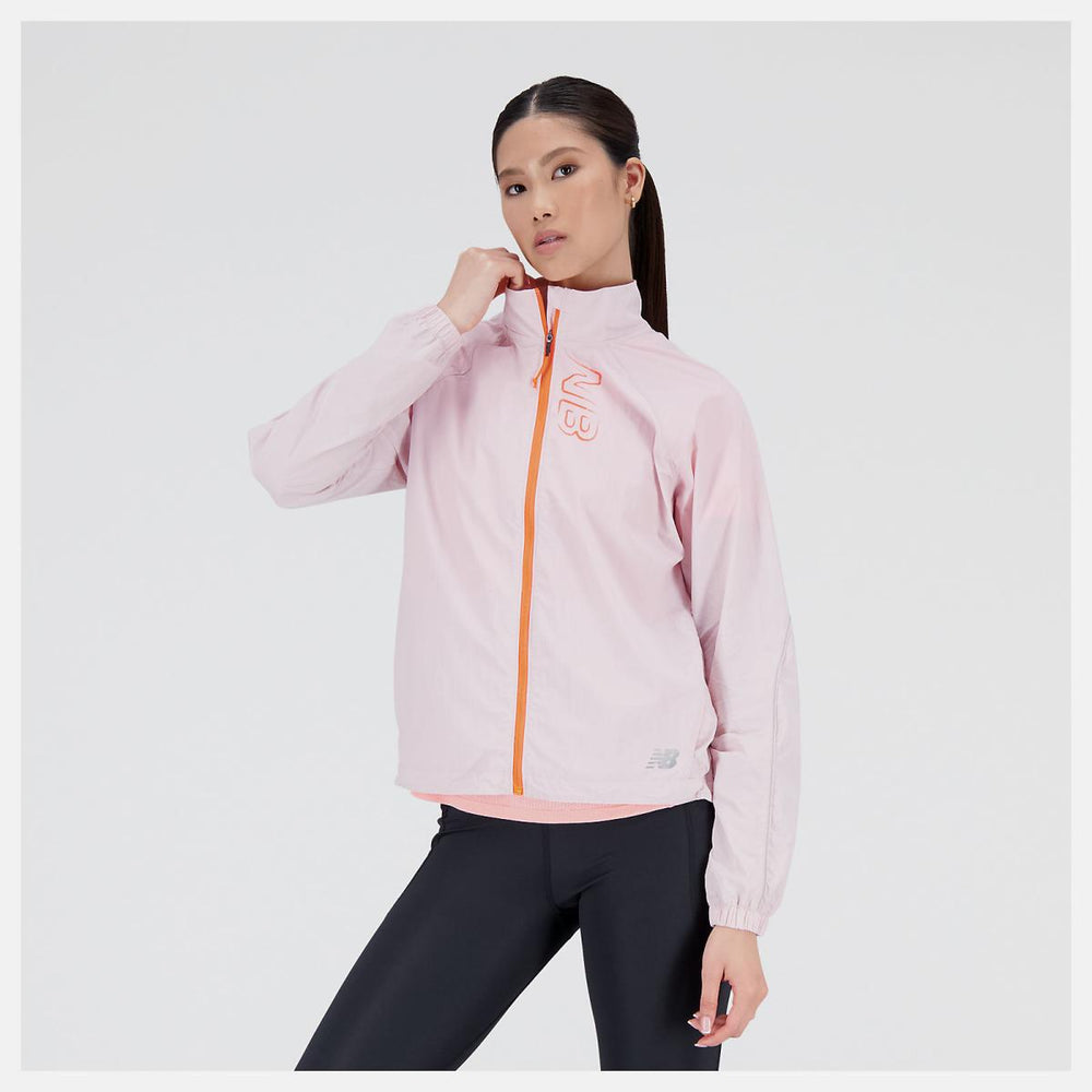 Jackets &amp; Vests | Women New Balance Printed Impact Run Light Pack Jacket Stone Pink