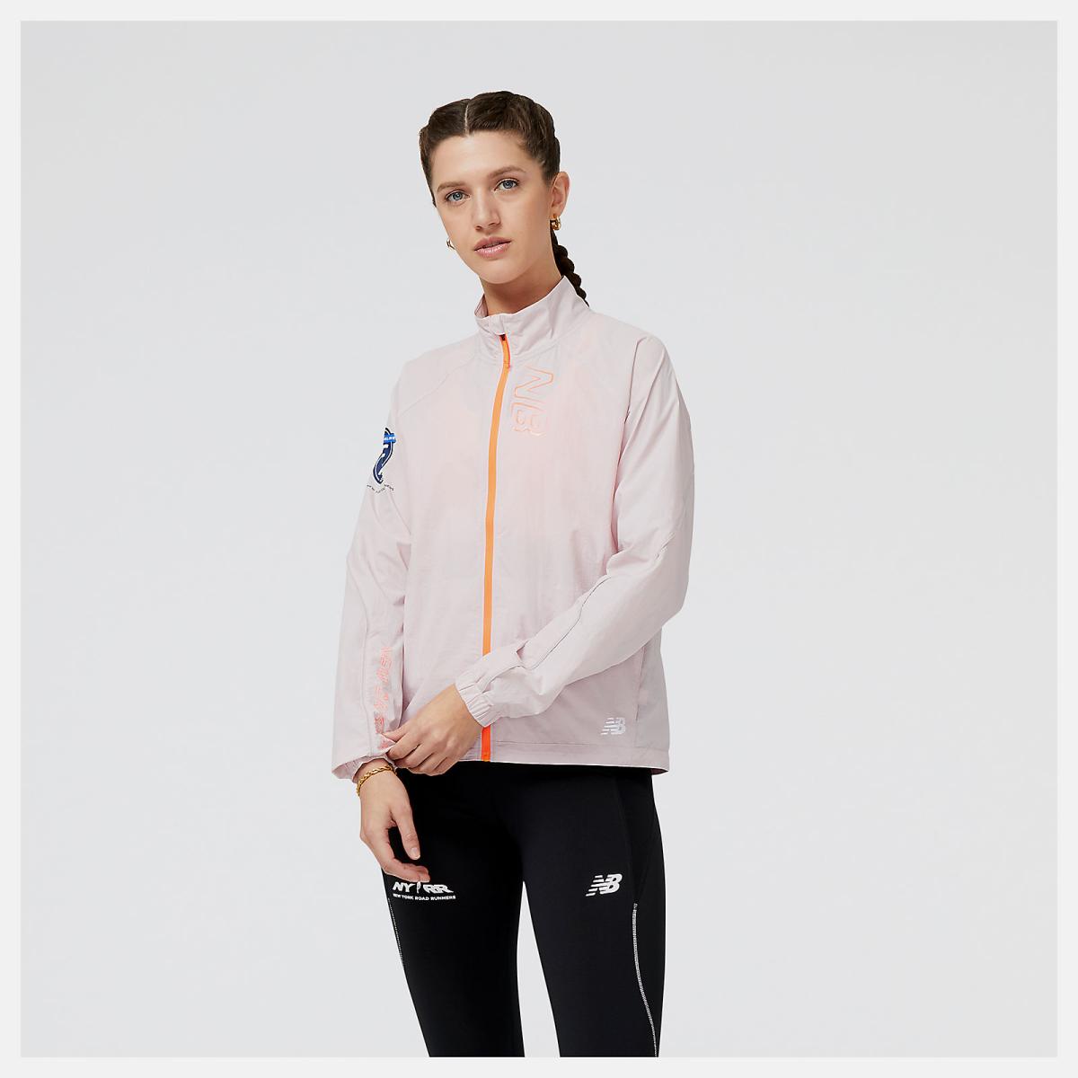 Jackets &amp; Vests | Women New Balance United Airlines NYC Half Printed Impact Run Packable Jacket Stone Pink