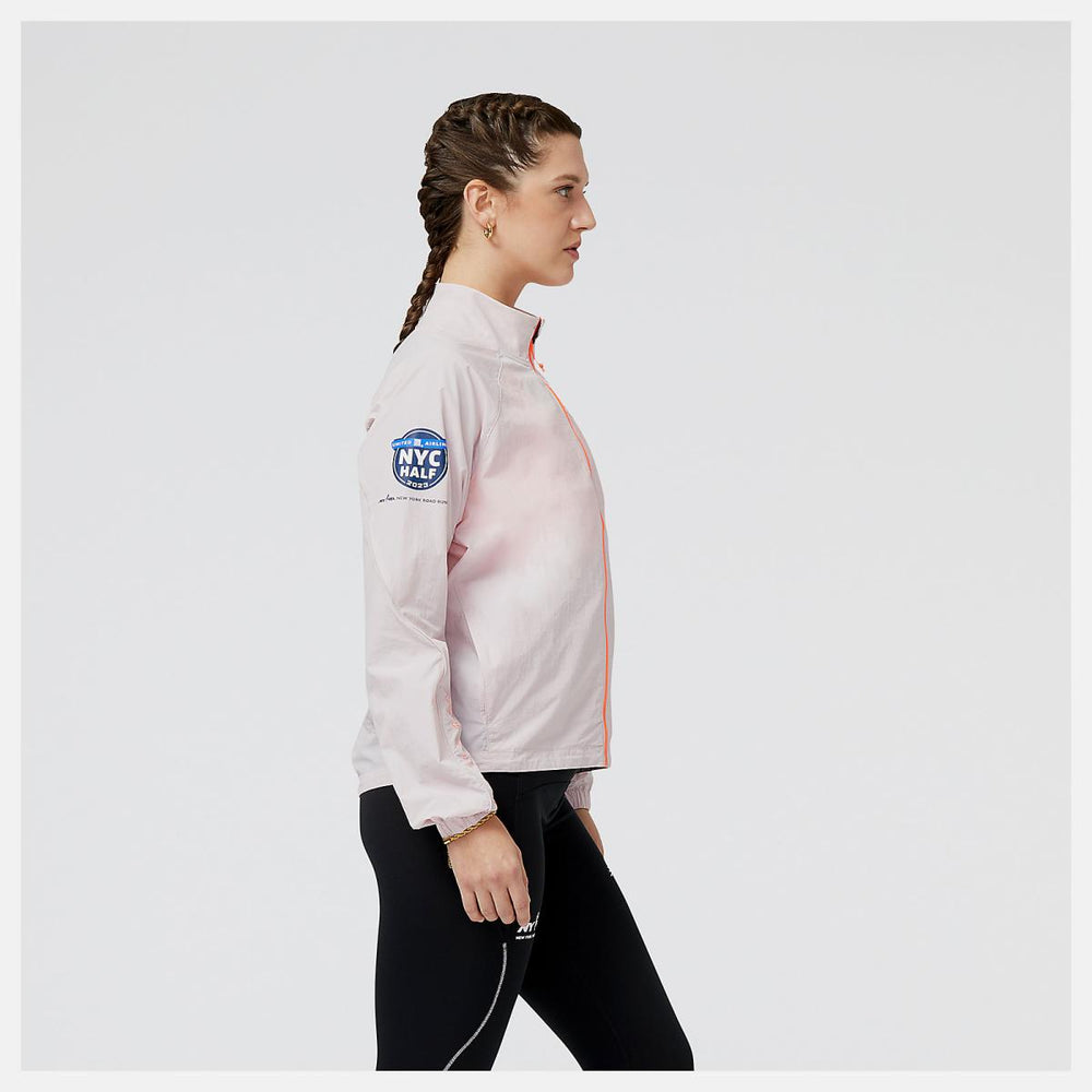 Jackets &amp; Vests | Women New Balance United Airlines NYC Half Printed Impact Run Packable Jacket Stone Pink