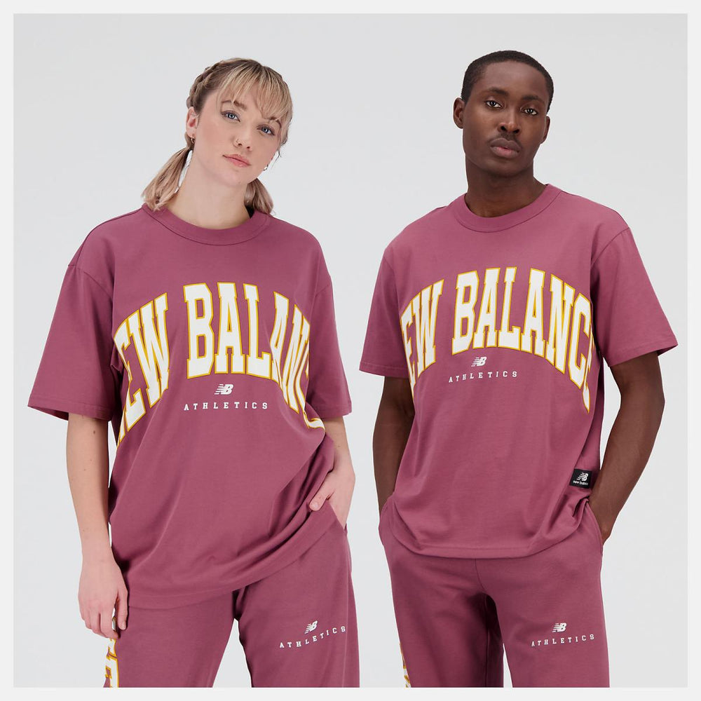 Matching Sets | Men/Women New Balance Uni-ssentials Warped Classics Cotton Jersey T-Shirt Washed Burgundy