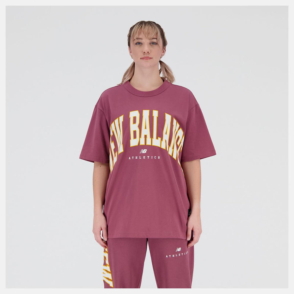 Matching Sets | Men/Women New Balance Uni-ssentials Warped Classics Cotton Jersey T-Shirt Washed Burgundy