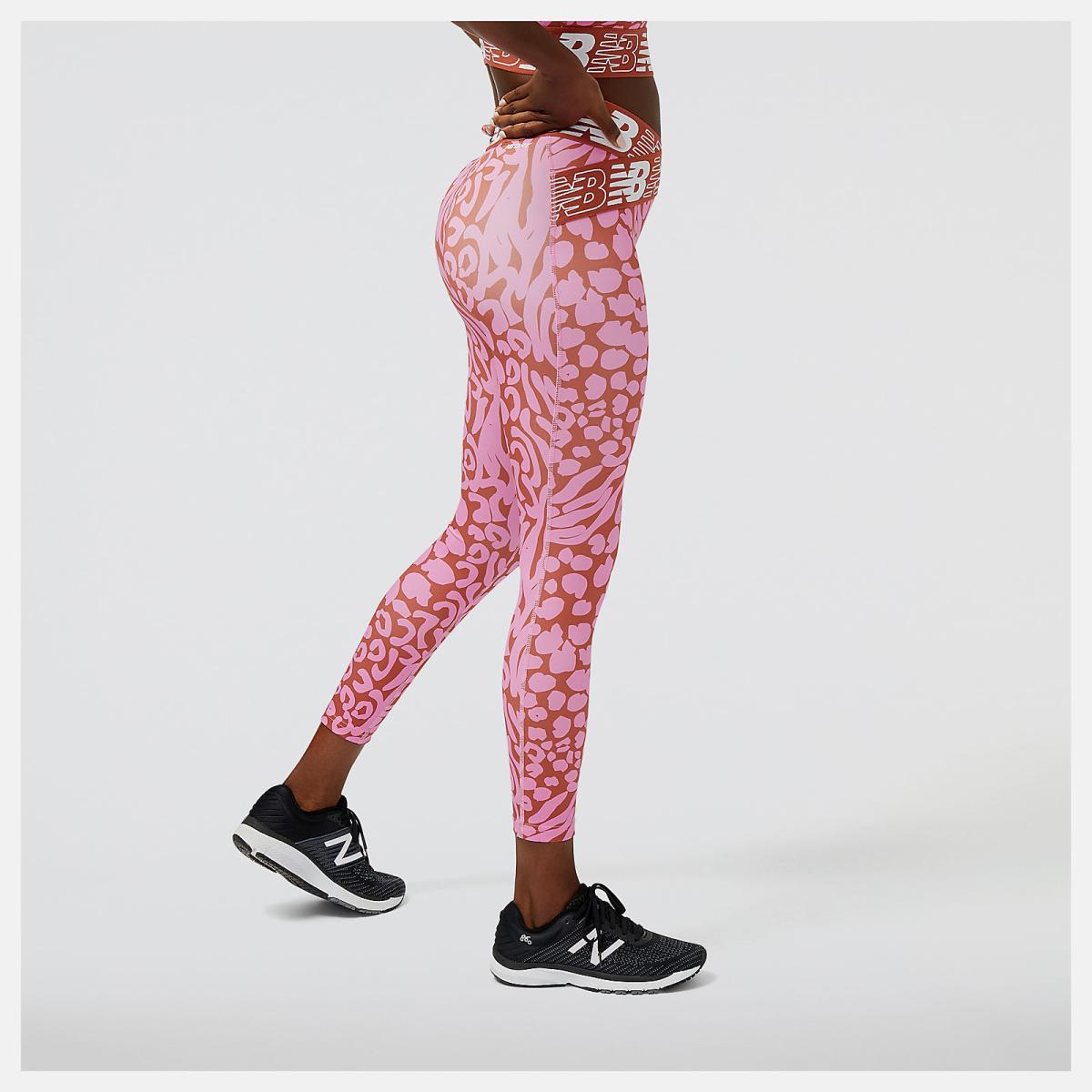 Pants &amp; Leggings | Women New Balance Relentless Crossover Printed High Rise 7/8 Tight Raspberry