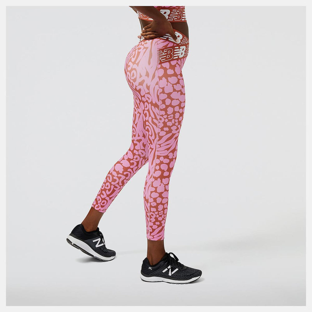 Pants &amp; Leggings | Women New Balance Relentless Crossover Printed High Rise 7/8 Tight Raspberry
