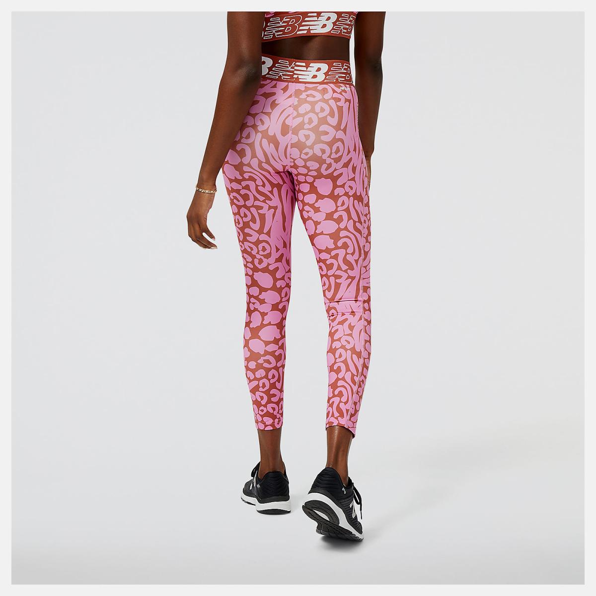 Pants &amp; Leggings | Women New Balance Relentless Crossover Printed High Rise 7/8 Tight Raspberry