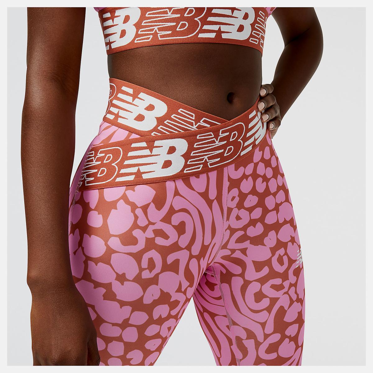 Pants &amp; Leggings | Women New Balance Relentless Crossover Printed High Rise 7/8 Tight Raspberry
