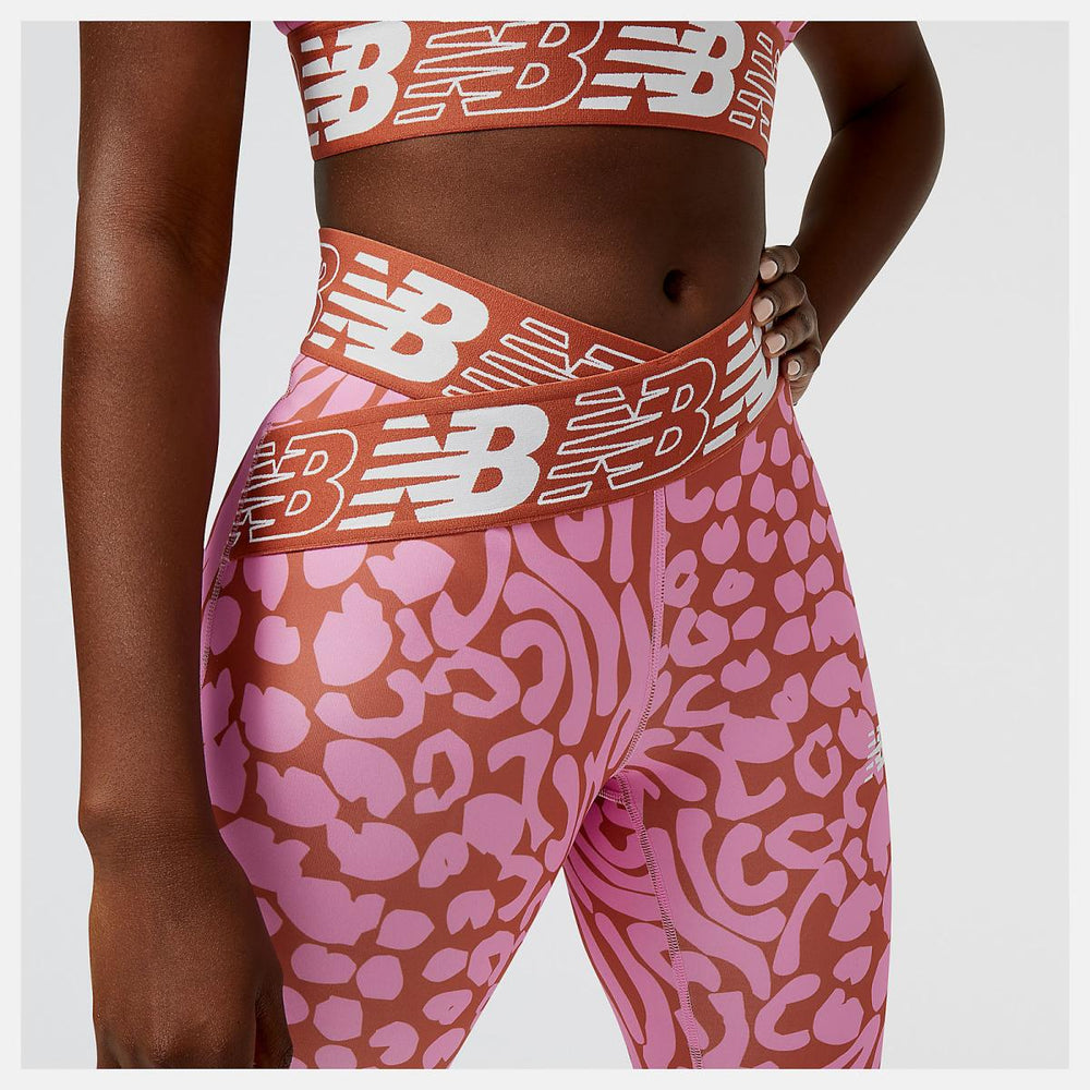 Pants &amp; Leggings | Women New Balance Relentless Crossover Printed High Rise 7/8 Tight Raspberry