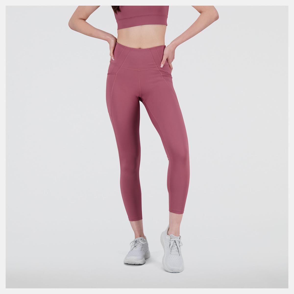 Pants &amp; Leggings | Women New Balance Shape Shield 7/8 High Rise Pocket Tight Washed Burgundy