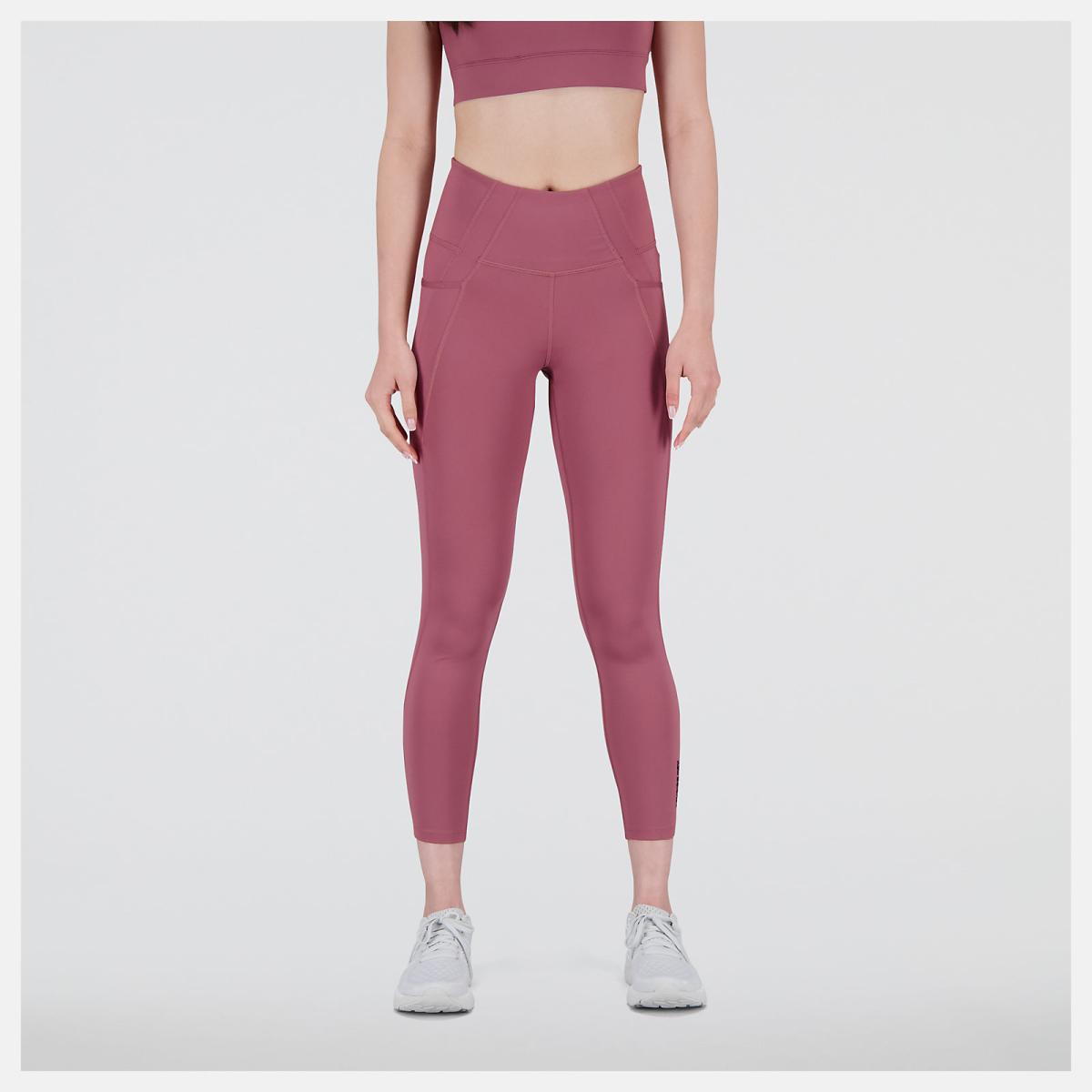 Pants &amp; Leggings | Women New Balance Shape Shield 7/8 High Rise Pocket Tight Washed Burgundy