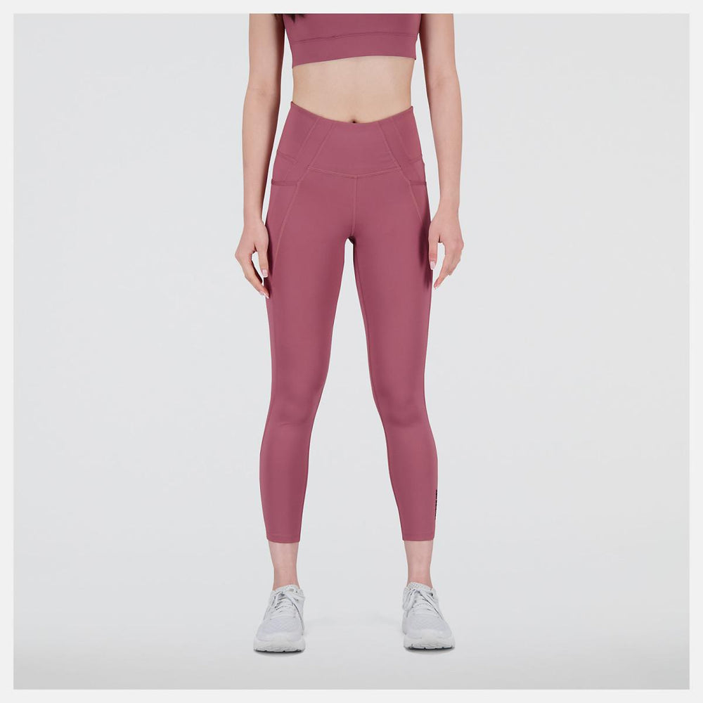 Pants &amp; Leggings | Women New Balance Shape Shield 7/8 High Rise Pocket Tight Washed Burgundy
