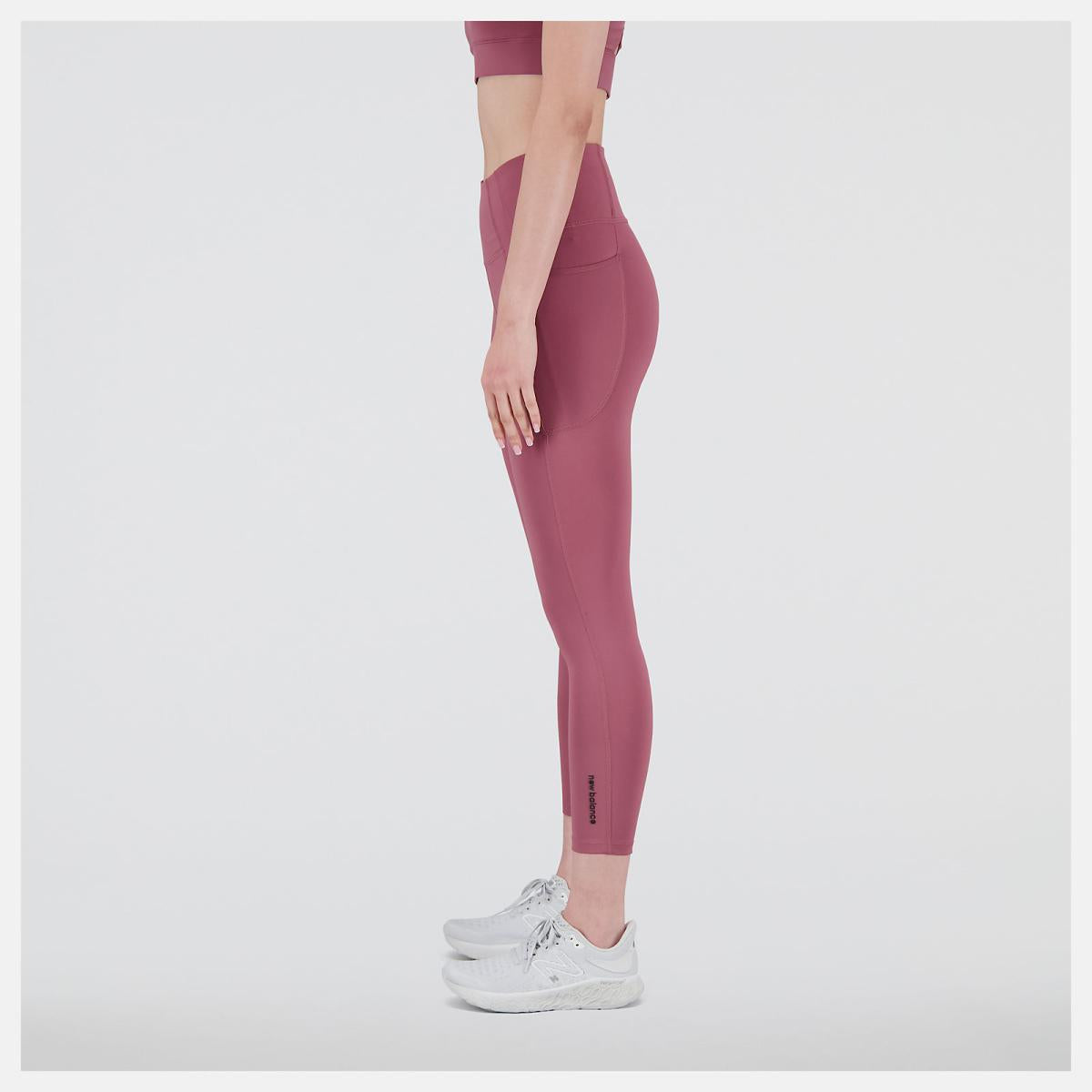 Pants &amp; Leggings | Women New Balance Shape Shield 7/8 High Rise Pocket Tight Washed Burgundy