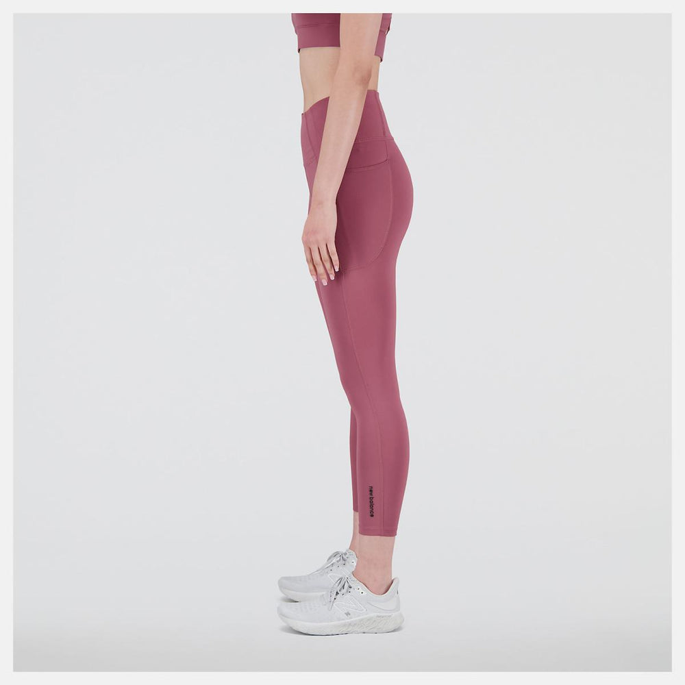 Pants &amp; Leggings | Women New Balance Shape Shield 7/8 High Rise Pocket Tight Washed Burgundy
