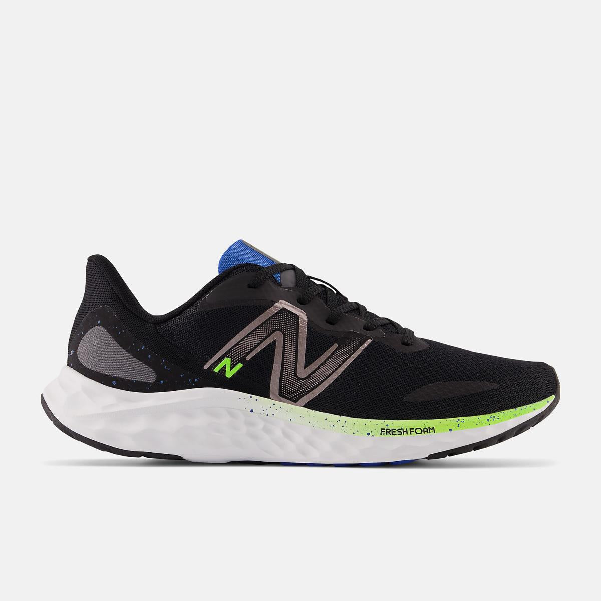 Running | Men New Balance Fresh Foam Arishi V4 Black With Pixel Green And Cobalt