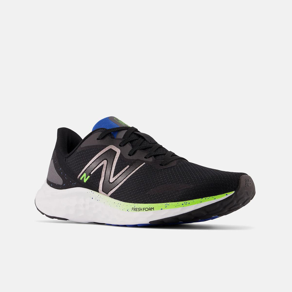 Running | Men New Balance Fresh Foam Arishi V4 Black With Pixel Green And Cobalt