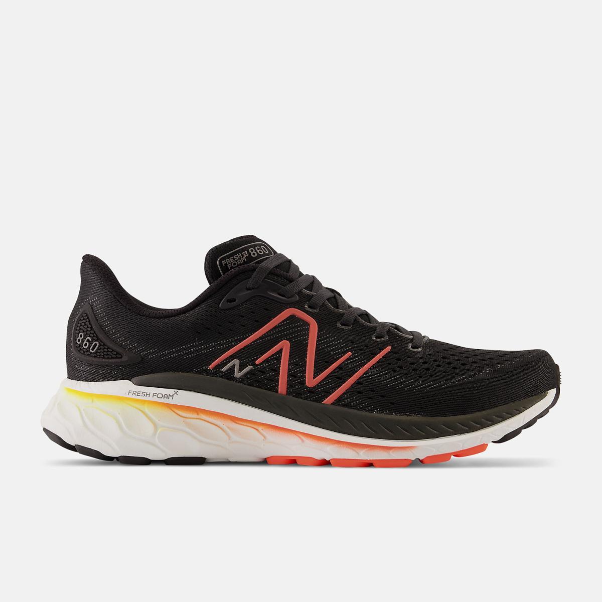 Running | Men New Balance Fresh Foam X 860v13 Black With Neon Dragonfly And Hot Marigold