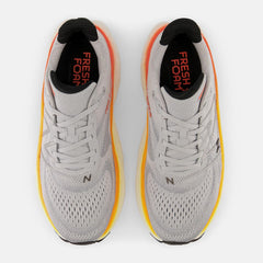 Running | Men New Balance Fresh Foam X More V4 Aluminum Grey With Neon Dragonfly And Hot Marigold