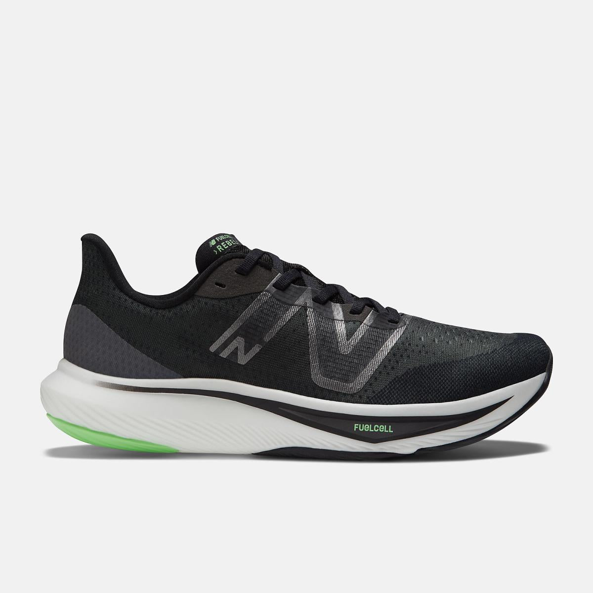 Running | Men New Balance FuelCell Rebel V3 Black With Infinity Blue And Vibrant Spring