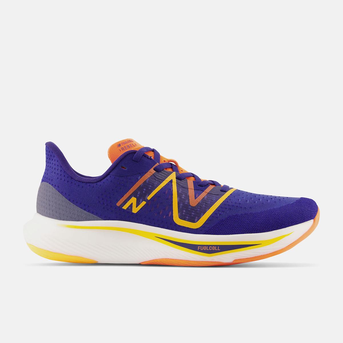 Running | Men New Balance FuelCell Rebel V3 Blue With Vibrant Apricot And Vibrant Orange