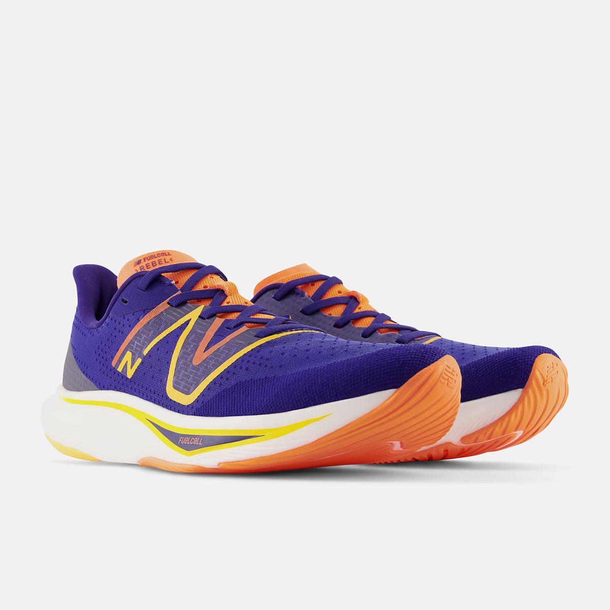 Running | Men New Balance FuelCell Rebel V3 Blue With Vibrant Apricot And Vibrant Orange