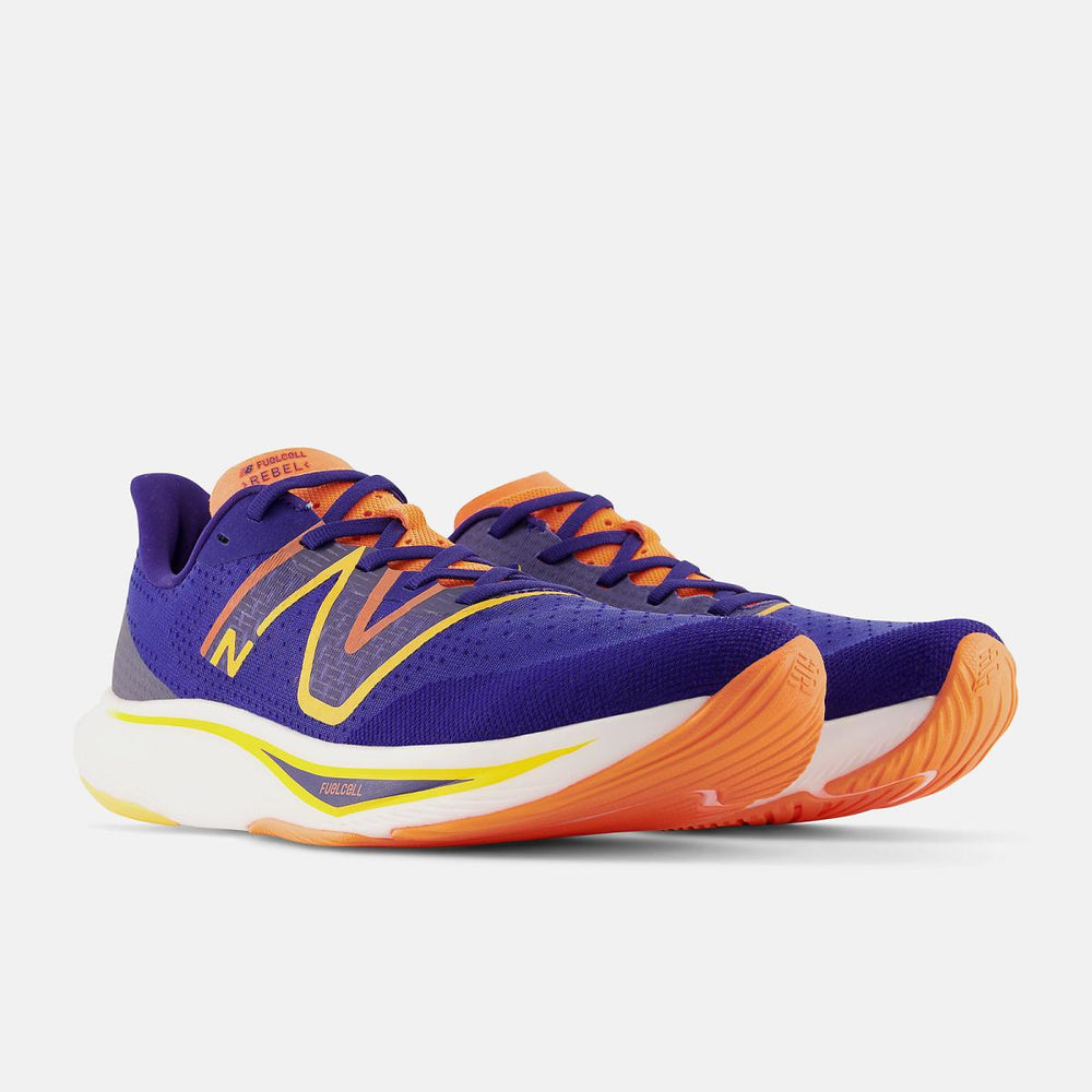 Running | Men New Balance FuelCell Rebel V3 Blue With Vibrant Apricot And Vibrant Orange