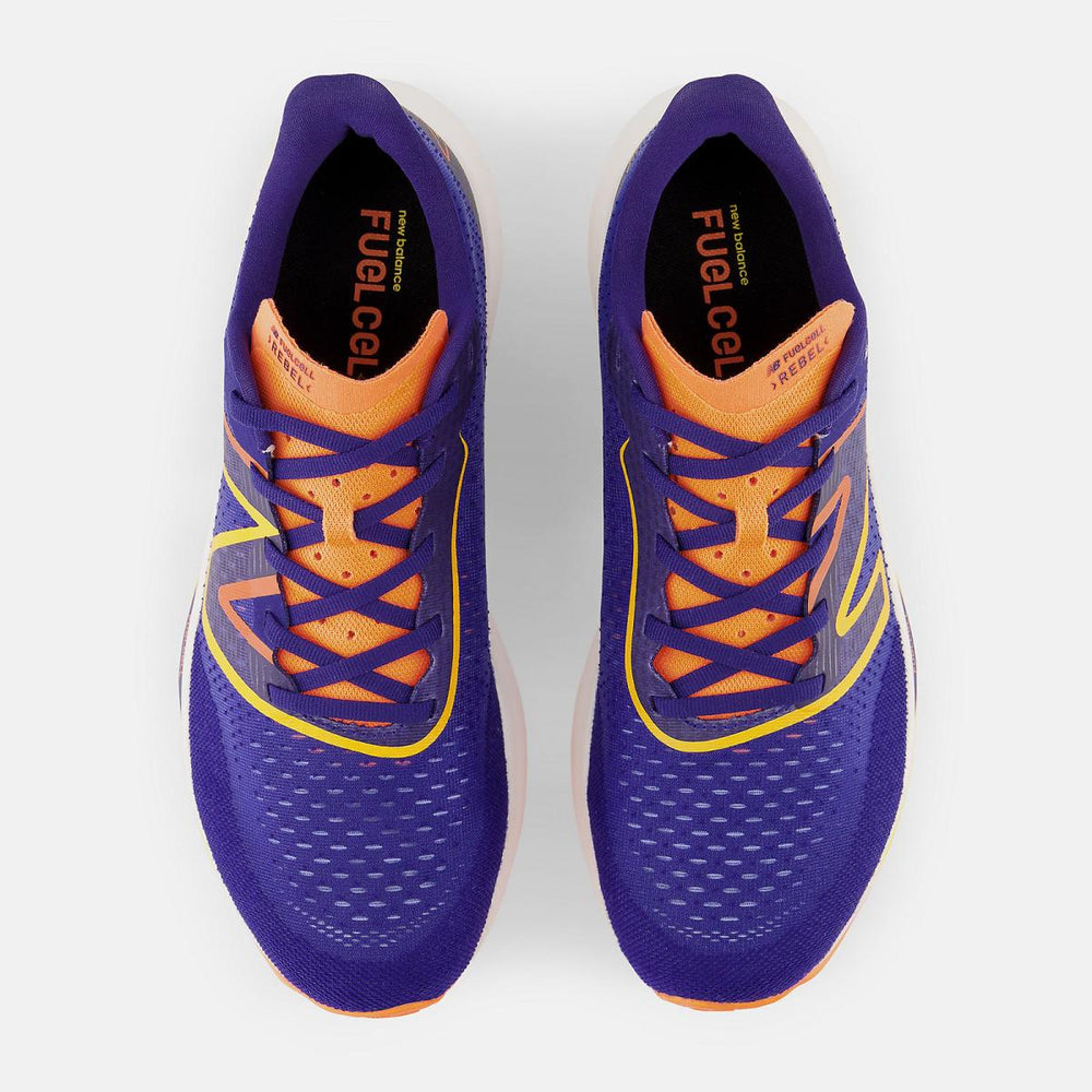 Running | Men New Balance FuelCell Rebel V3 Blue With Vibrant Apricot And Vibrant Orange