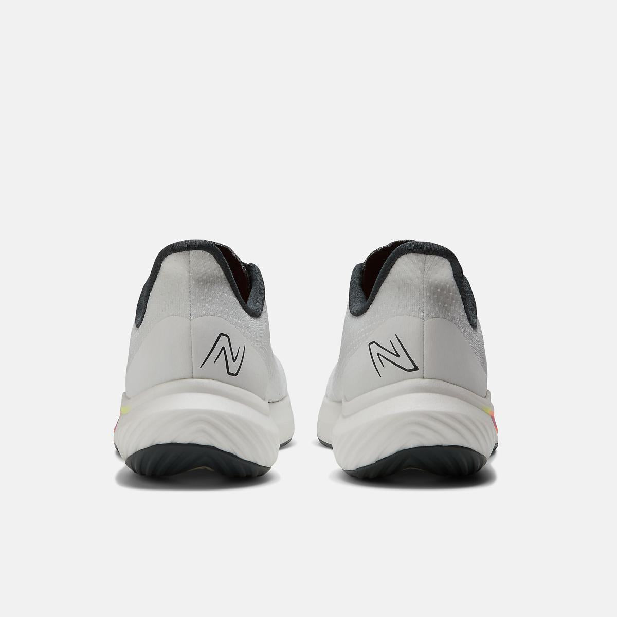 Running | Men New Balance FuelCell Rebel V3 White With Blacktop And Neon Dragonfly