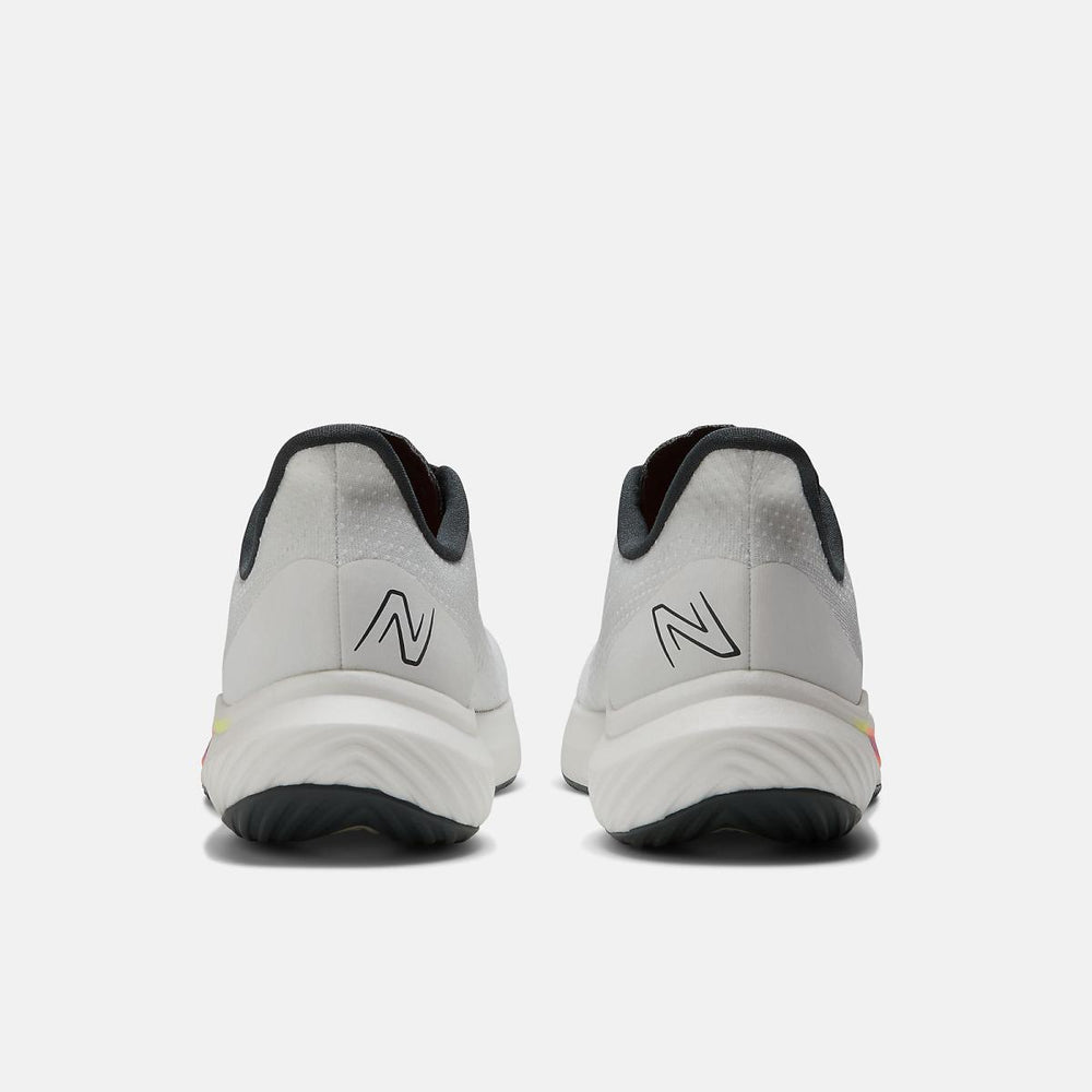 Running | Men New Balance FuelCell Rebel V3 White With Blacktop And Neon Dragonfly
