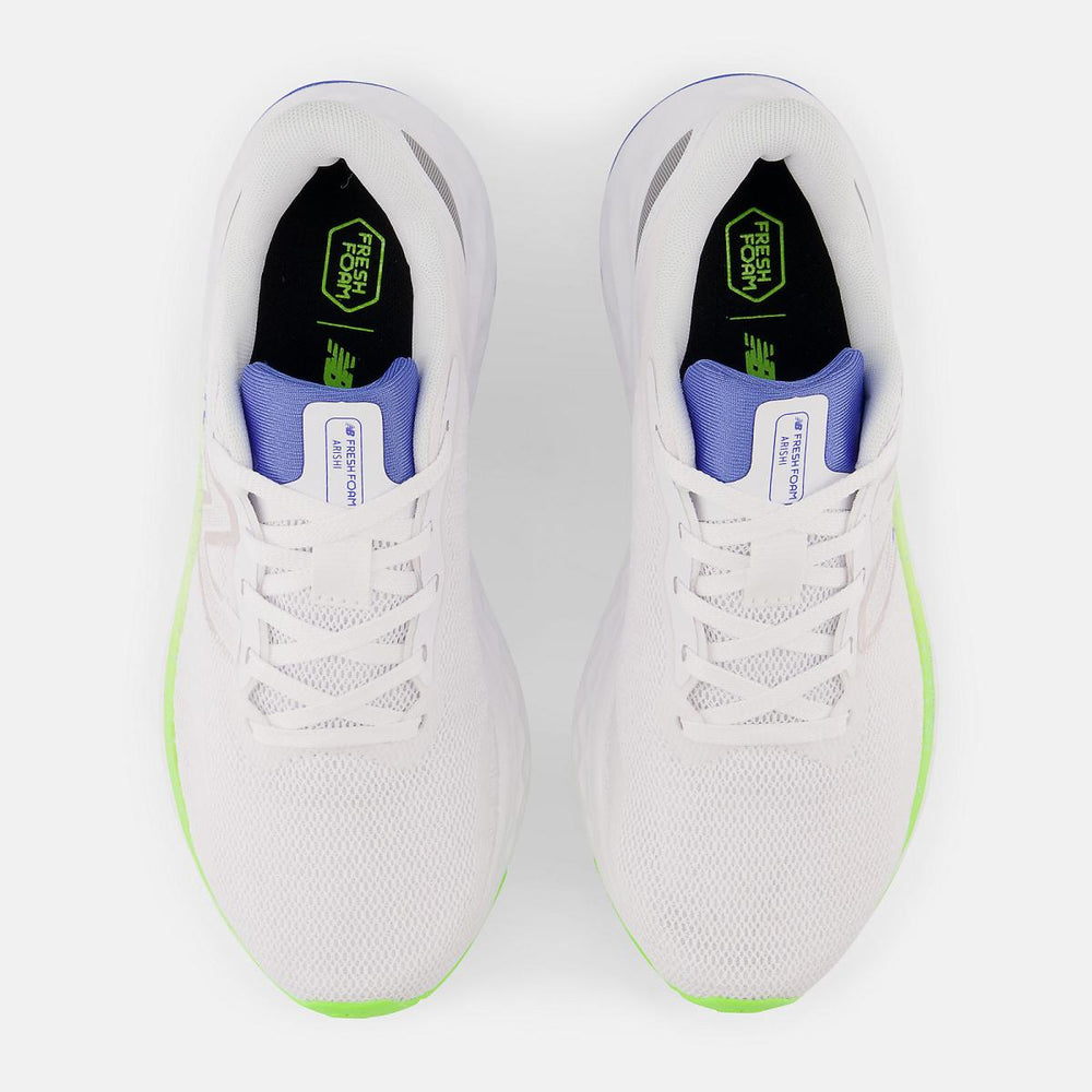Running | Women New Balance Fresh Foam Arishi V4 White With Pixel Green And Bright Lapis