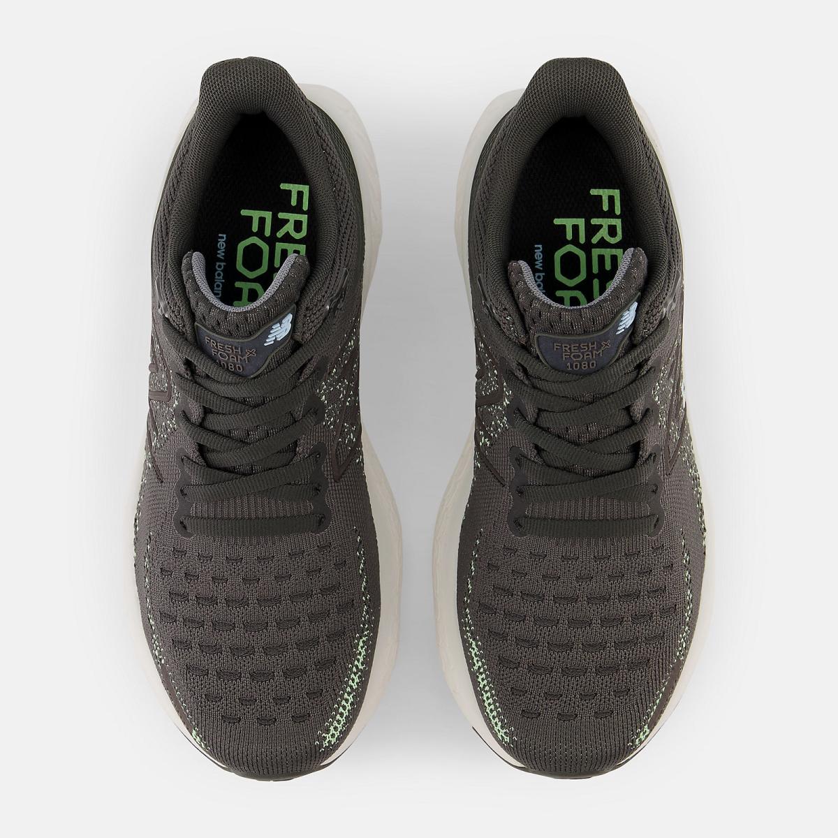 Running | Women New Balance Fresh Foam X 1080v12 Blacktop With Green Aura And Bleach Blue