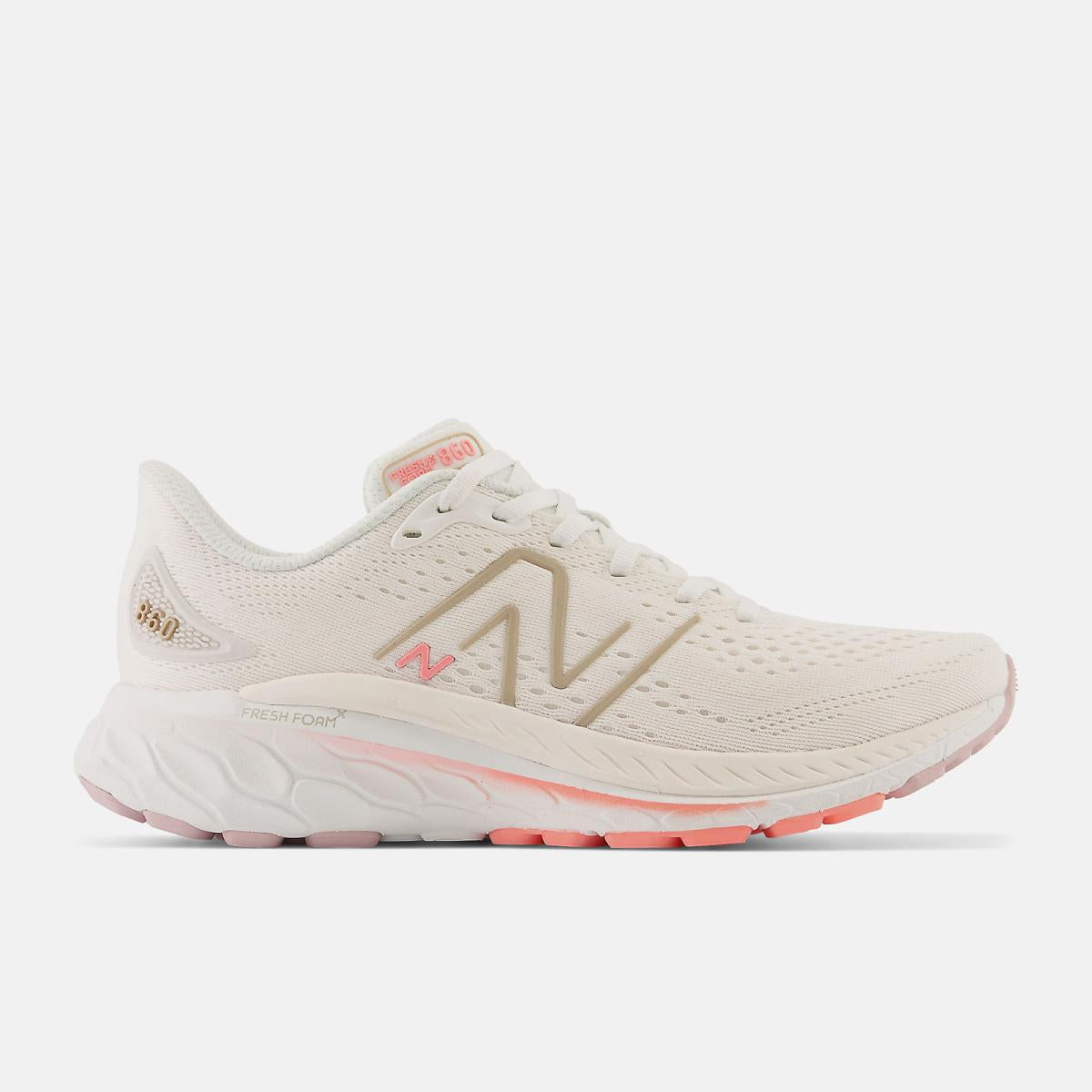 Running | Women New Balance Fresh Foam X 860v13 White With Light Gold Metallic And Grapefruit