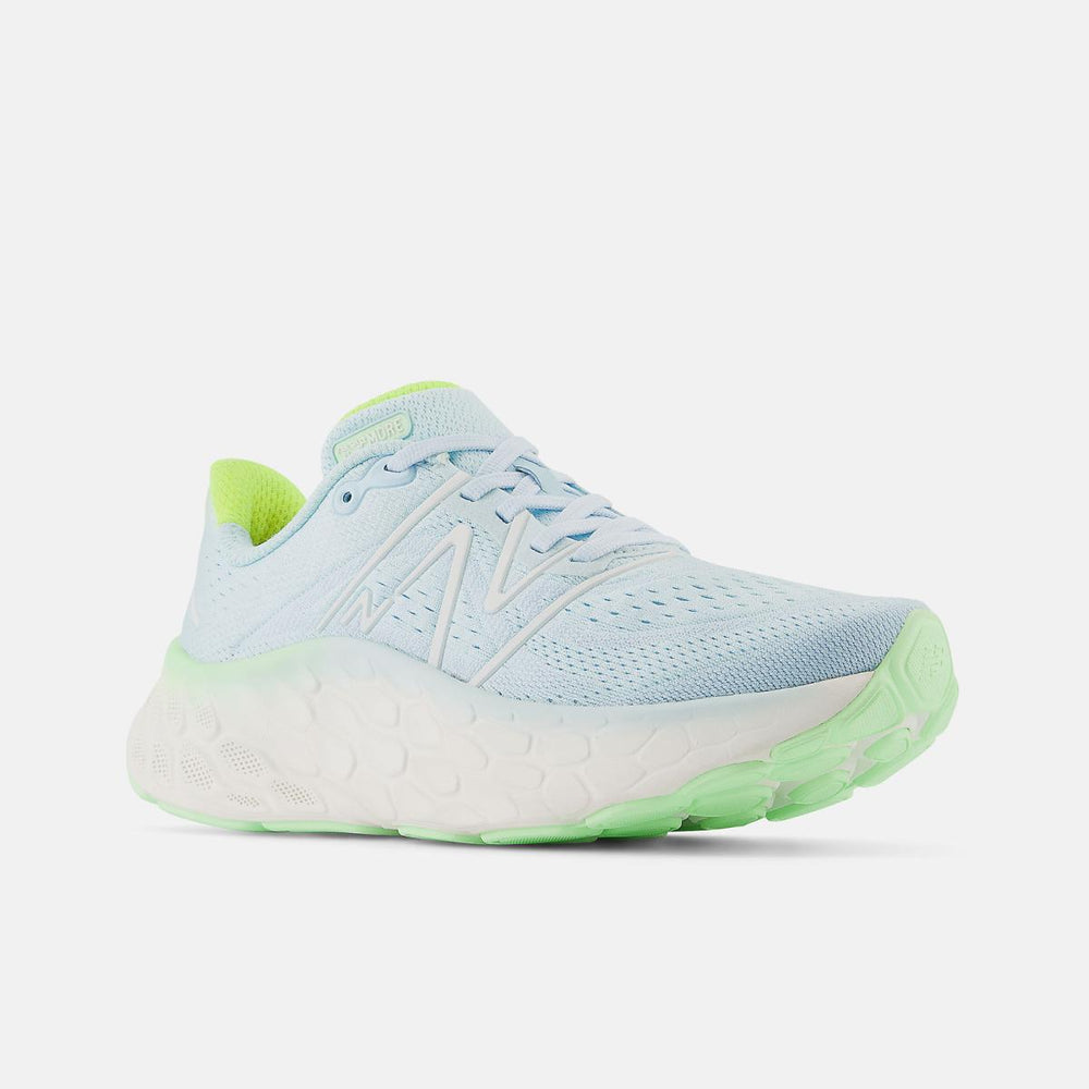 Running | Women New Balance Fresh Foam X More V4 Blue With Green Aura And White