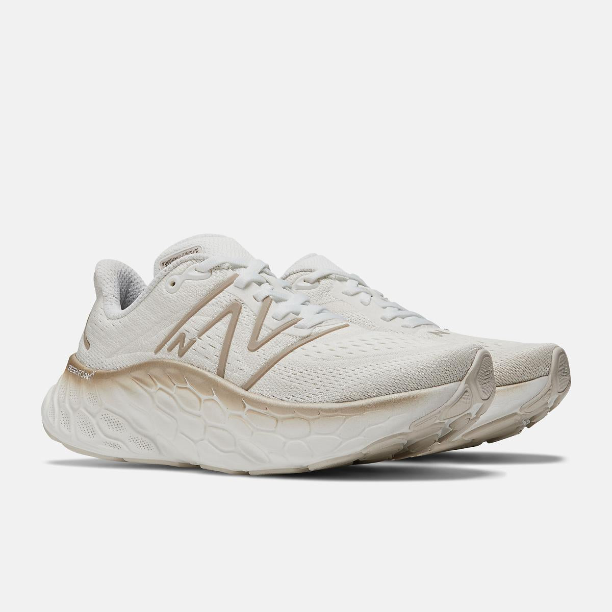 Running | Women New Balance Fresh Foam X More V4 White With Gold Metallic And Moonbeam