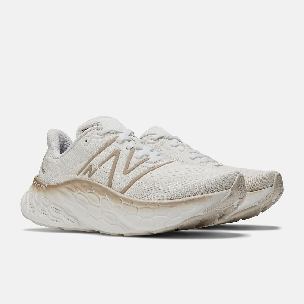 Running | Women New Balance Fresh Foam X More V4 White With Gold Metallic And Moonbeam