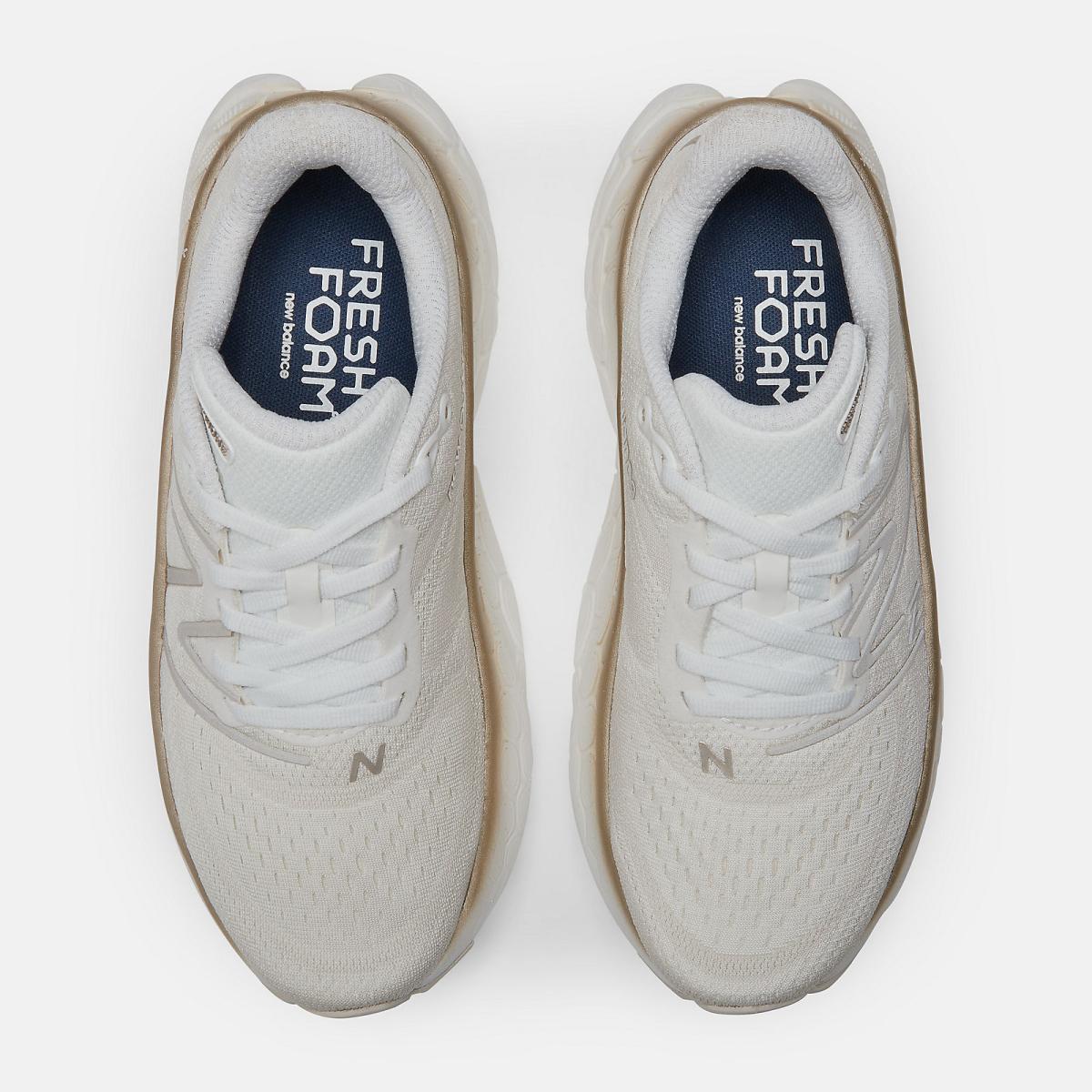 Running | Women New Balance Fresh Foam X More V4 White With Gold Metallic And Moonbeam