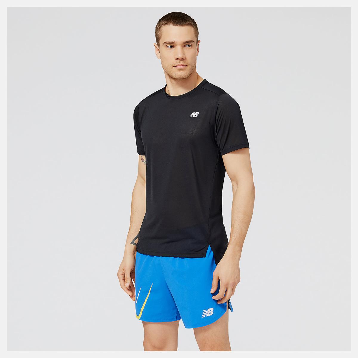 Shirts | Men New Balance Accelerate Short Sleeve Black