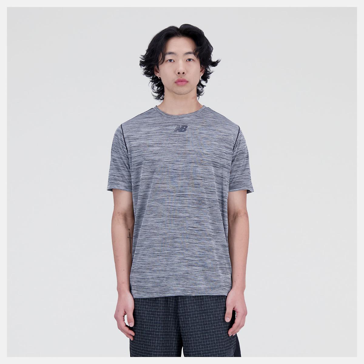 Shirts | Men New Balance Impact Run Luminous Short Sleeve Black Heather