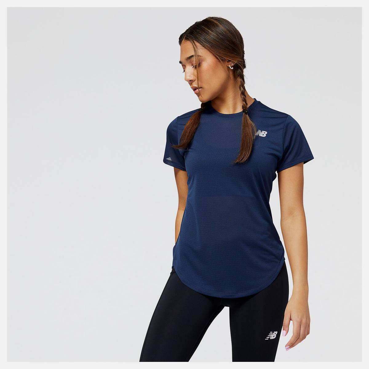 Shirts | Women New Balance Accelerate Short Sleeve Top Natural Indigo