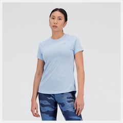 Shirts | Women New Balance Impact Run Short Sleeve Blue Haze Heather