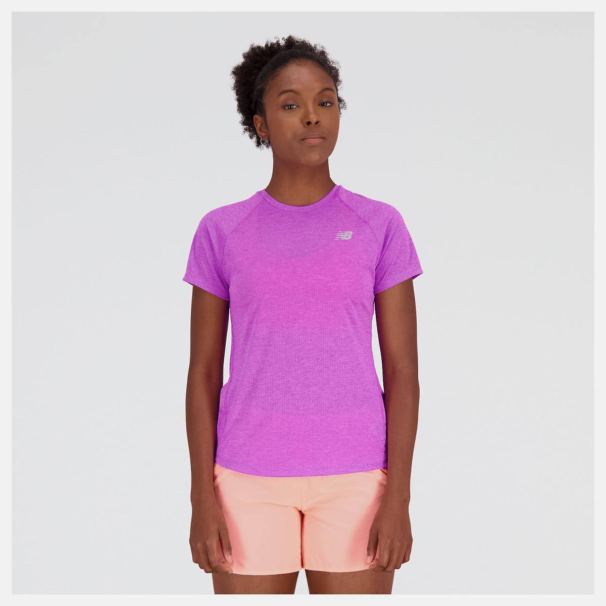 Shirts | Women New Balance Impact Run Short Sleeve Cosmic Rose Heather