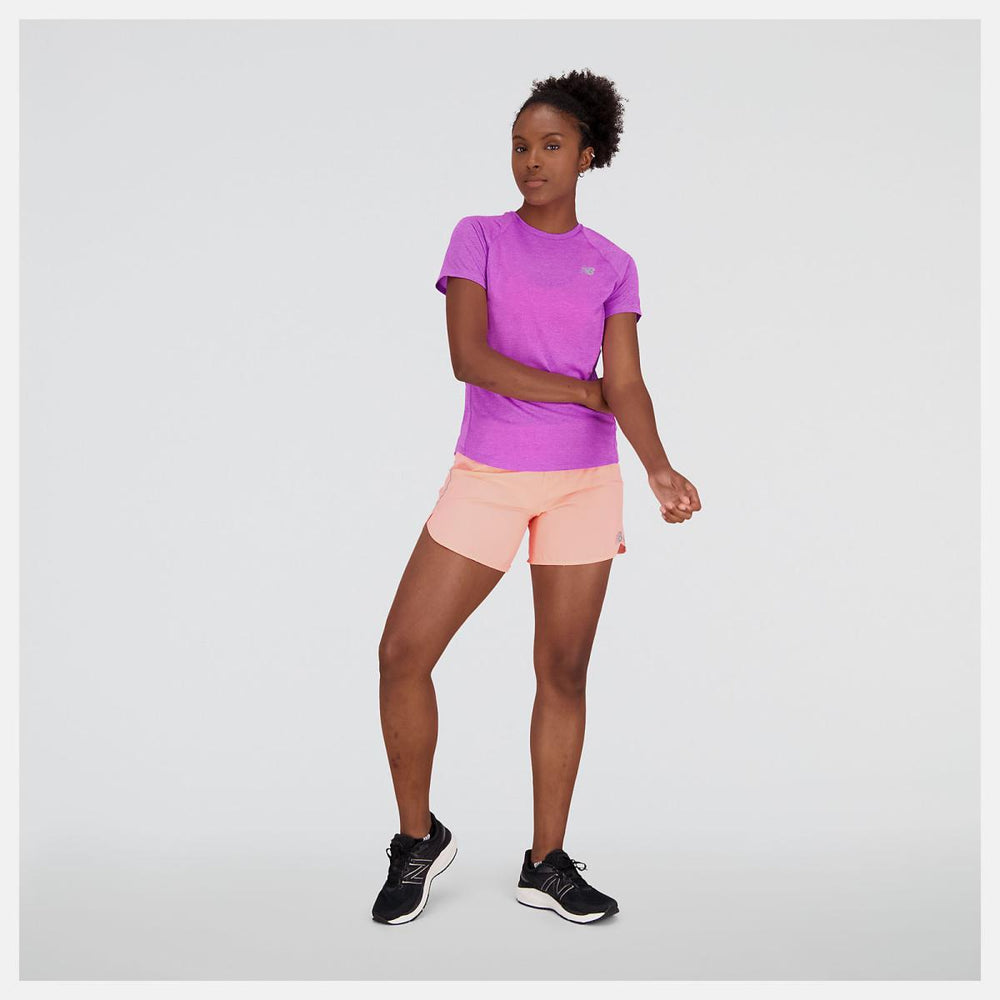 Shirts | Women New Balance Impact Run Short Sleeve Cosmic Rose Heather