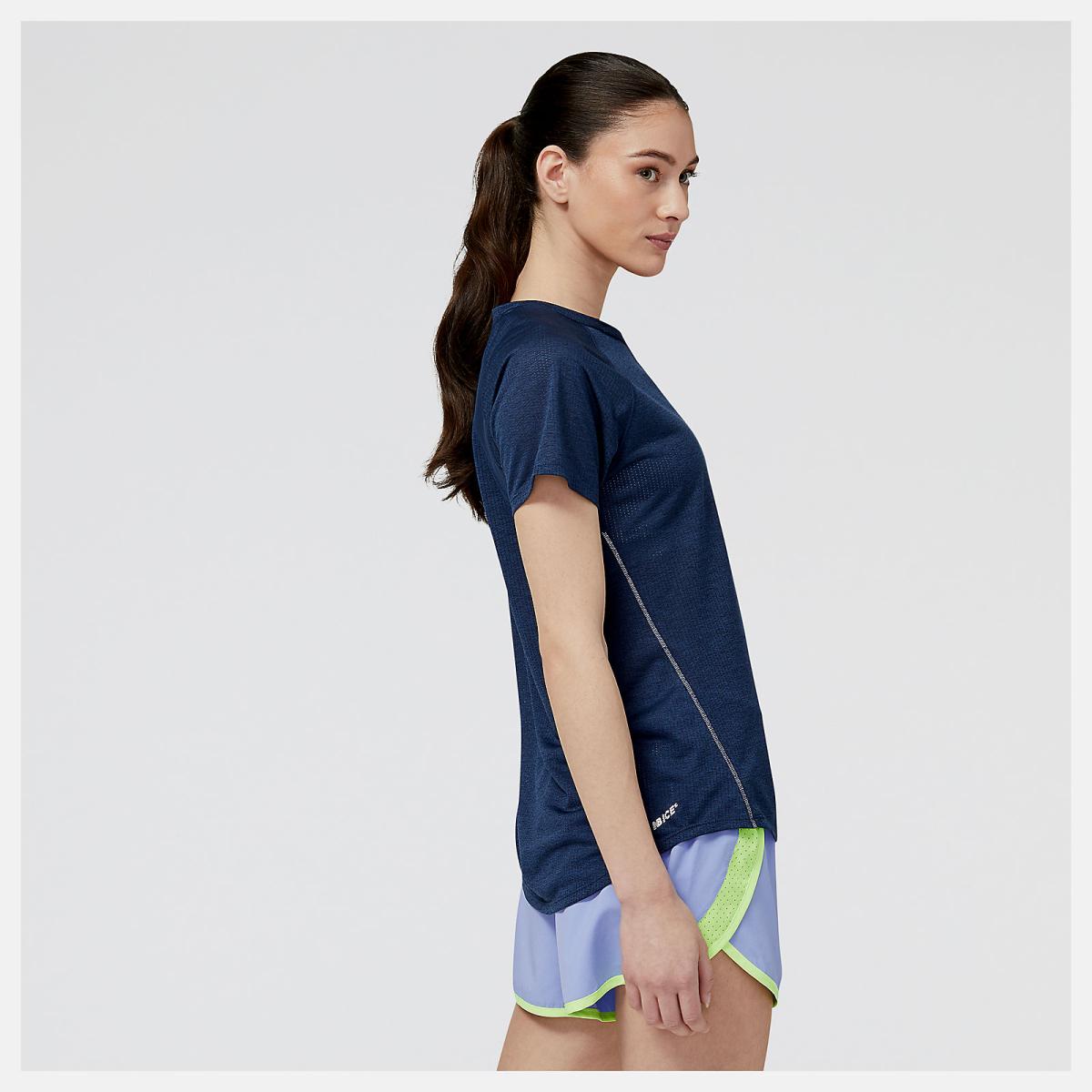 Shirts | Women New Balance Impact Run Short Sleeve Natural Indigo Heather