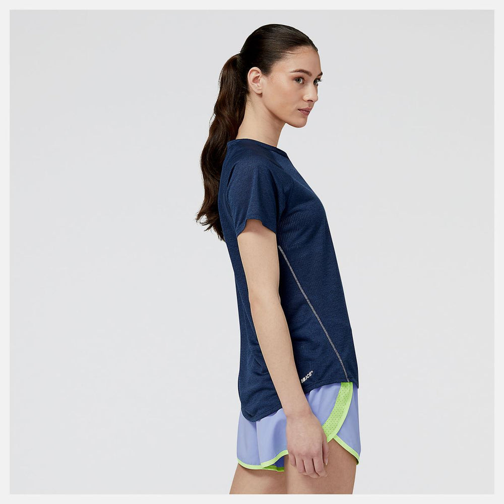 Shirts | Women New Balance Impact Run Short Sleeve Natural Indigo Heather