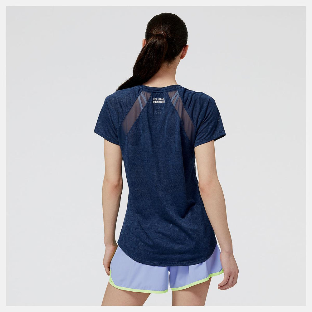 Shirts | Women New Balance Impact Run Short Sleeve Natural Indigo Heather