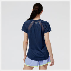 Shirts | Women New Balance Impact Run Short Sleeve Natural Indigo Heather