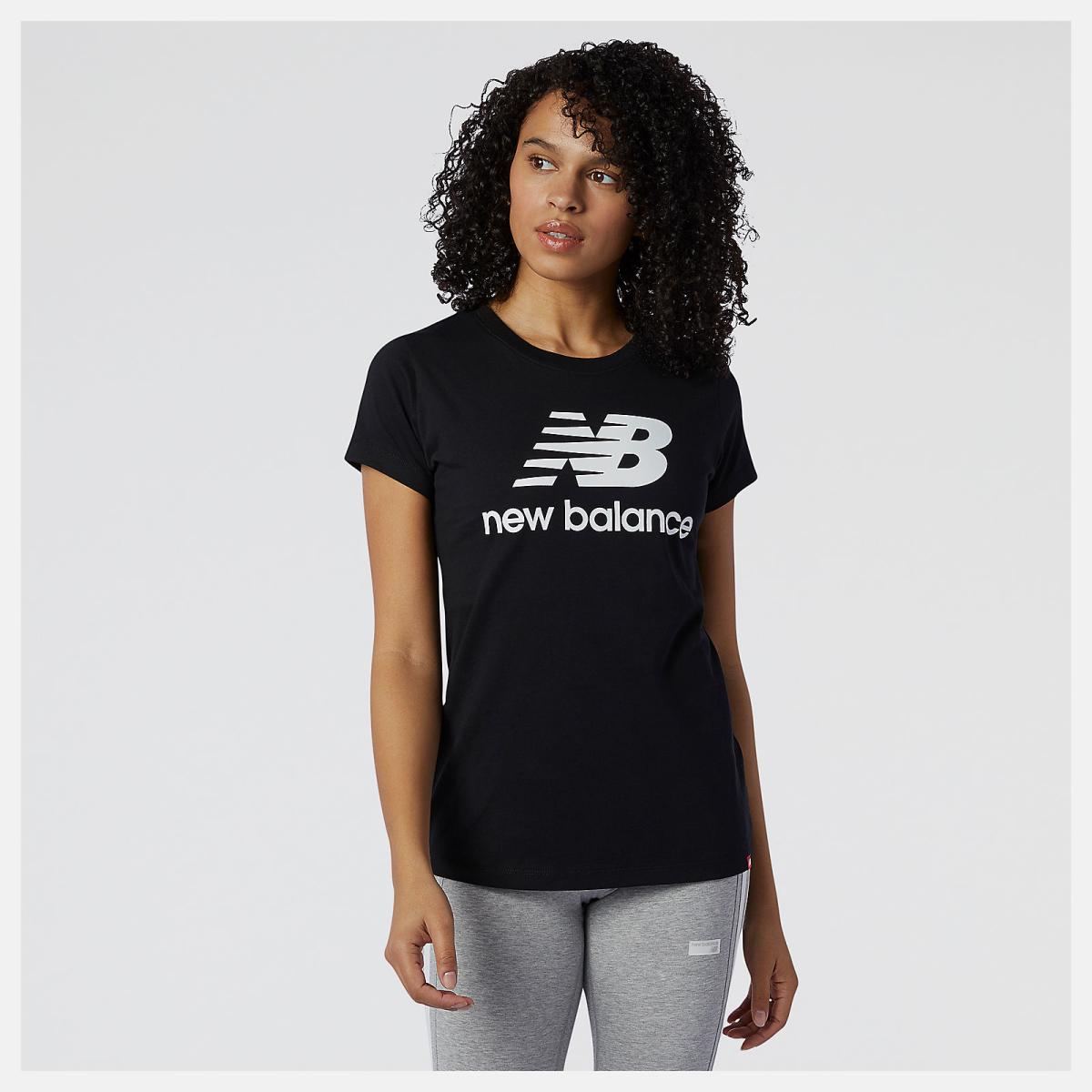 Shirts | Women New Balance NB Essentials Stacked Logo Tee Black