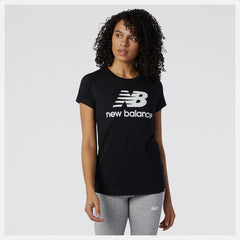 Shirts | Women New Balance NB Essentials Stacked Logo Tee Black